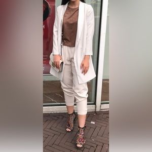 Topshop Crepe beige off-white blazer jacket
